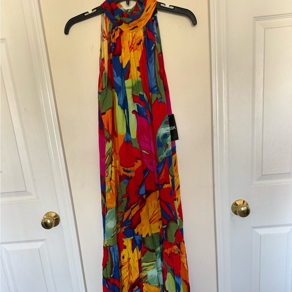 MSK Vibrant Floral Maxi Dress - Red, Orange, Green - Picture 5 of 11